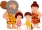 Cartoon caveman family isolate on white background
