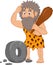 Cartoon caveman with stone wheel