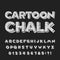 Cartoon Chalk alphabet font. Hand written comic letters and numbers.