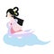 Cartoon Chang\\\'e character design. Asian moon goddess of mid-autumn festival fairytale story.