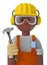 Cartoon character 3d avatar smiling black professional construction worker with safety gear