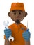 Cartoon character 3d avatar smiling black professional mechanic worker