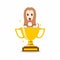 Cartoon character afghan hound dog with gold trophy cup award