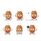 Cartoon character of almond with various chef emoticons