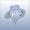 Cartoon character angry. Cute Cloud in glasses with flash light illustration.