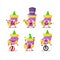 Cartoon character of baby purple socks with various circus shows