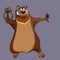 Cartoon character bear is doing sports and pulling weight