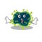 A cartoon character of beta coronavirus making a surprised gesture