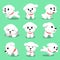 Cartoon character bichon frise dog poses