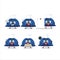 Cartoon character of blue construction helmet with various chef emoticons