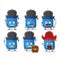 Cartoon character of blue correction pen with various pirates emoticons