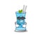 Cartoon character of blue hawai cocktail wearing classy black glasses
