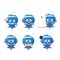 Cartoon character of blue lolipop wrapped with various chef emoticons