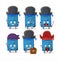 Cartoon character of blue lugage with various pirates emoticons