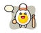 Cartoon character of boiled egg as a baseball player