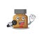 Cartoon character of bottle vitamin b sing a song with a microphone