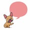 Cartoon character brown french bulldog with speech bubble