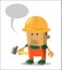 Cartoon character builder worker with a hammer