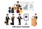 Cartoon character with businessman doing presentation or pitching a speech. Conference Illustration vector