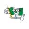 Cartoon character of Businessman flag norfolk island wearing glasses