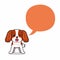 Cartoon character cavalier king charles spaniel dog with speech bubble