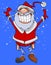 Cartoon character cheerful Santa Claus fun jumps out shoes