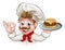 Cartoon Character Chef Holding Burger