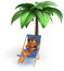 Cartoon character chilling beach deck chair man relaxing