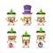 Cartoon character of coffee cup with various circus shows