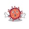 A cartoon character of contagious corona virus making a surprised gesture