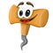 Cartoon character corkscrew with wooden handle on white background, illustrations