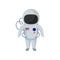 Cartoon character of cosmonaut. Astronaut in spacesuit. Flat vector element for postcard, mobile game or children book