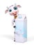 Cartoon character cow behind milk carton isolated 3d rendering