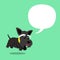 Cartoon character cute black scottish terrier dog with speech bubble