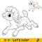 Cartoon character cute funny running lamb. coloring vector