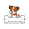 Cartoon character cute jack russell terrier dog and big bone