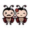 The cartoon character of a cute ladybug boy and girl couple is full of love