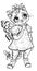 Cartoon character, cute little girl tiger with butterfly wings, with big eyes and long eyelashes, with two ponytails and bow-knot