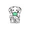Cartoon character dalmatian dog wearing protective face mask