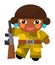 Cartoon character - desert soldier girl - isolated