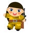 Cartoon character - desert soldier girl - isolated