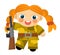 Cartoon character - desert soldier girl - isolated