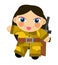 Cartoon character - desert soldier girl - isolated