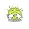 Cartoon character design of bacteria coccus with a crying face