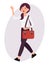 Cartoon character design female woman wave hand greeting with sh