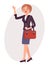 Cartoon character design female woman wave hand greeting with sh