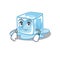 Cartoon character design of ice cube on a waiting gesture