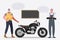 Cartoon character design illustration. Biker riding a motorcycle