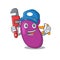 Cartoon character design of kidney as a Plumber with tool