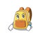 Cartoon character design of kids school backpack on a waiting gesture